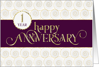 Employee Anniversary 1 Year - Prestigious - Plum White Gold card