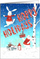 Christmas Card - Hoppy Holidays Happy Bunnies card