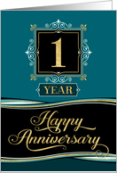 Employee Anniversary 1 Year - Happy Anniversary Decorative Formal card