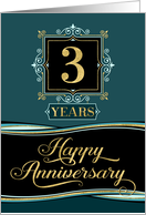 Employee Anniversary 3 Year - Happy Anniversary Decorative Formal card