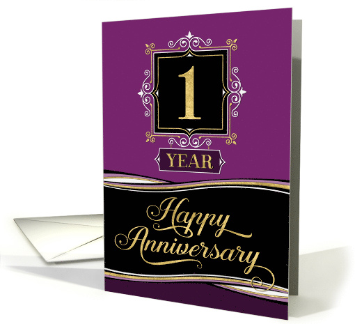 Employee Anniversary 1 Year - Decorative Formal - Plum card (1517204)