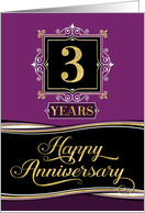 Employee Anniversary 3 Years - Decorative Formal - Plum card