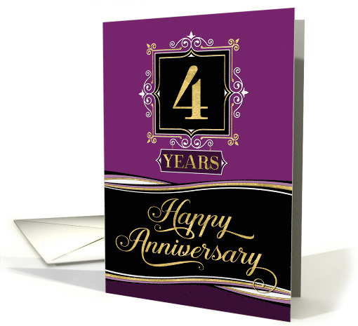 Employee Anniversary 4 Years - Decorative Formal - Plum card (1517248)