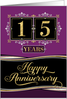 Employee Anniversary 15 Years - Decorative Formal - Plum card