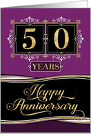 Employee Anniversary 50 Years - Decorative Formal - Plum card