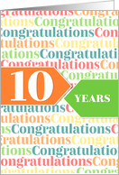 Employee Anniversary 10 Years - Colorful Congratulations Pattern card