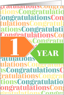 Employee Anniversary 1 Year - Colorful Congratulations Pattern card