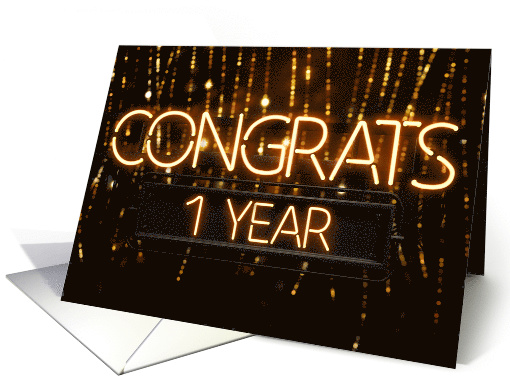 Employee Anniversary 1 Year - Neon Signs card (1531376)