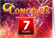 Employee Anniversary 7 Years - Celebration Fireworks card