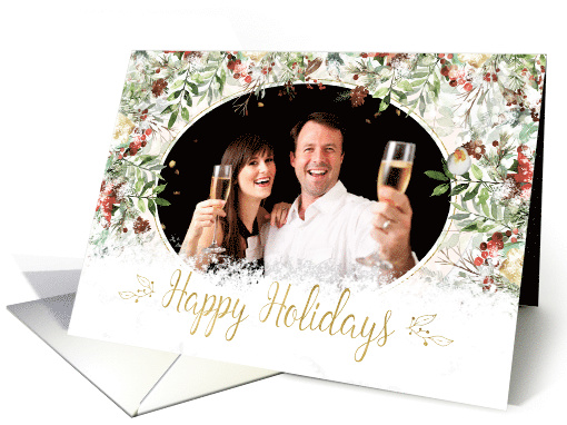 Christmas Card Template - Christmas Foliage and Snow card (1551292)