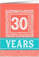 Employee Anniversary 30 Years - Decorative Coral Turquoise card