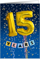 Employee Anniversary 15 Years - Gold Balloon Numbers card