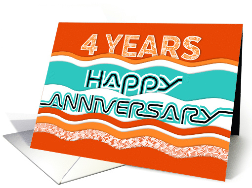 Employee Anniversary 4 Years Colorful Waves card (1581120)