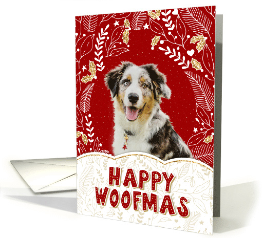 Happy Woofmas Australian Sheepdog Puppy Christmas card (1587130)