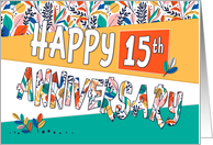 Employee 15th Anniversary Bright Colors and Pattern card