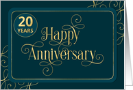 Employee 20th Anniversary Jade Swirly Font Corporate card