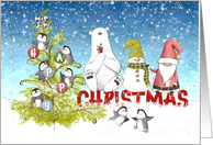 Penguins Happy Christmas card