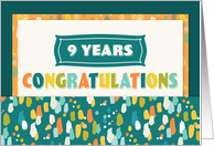 Employee 9th Anniversary Colorful Congratulations card