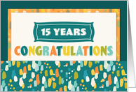 Employee 15th Anniversary Colorful Congratulations card