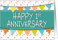 Employee 1st Anniversary Colorful Triangles card