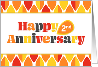 Employee 2nd Anniversary Bright Colors Red Orange Yellow card