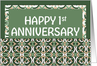 Employee 1st Anniversary Green Pattern card
