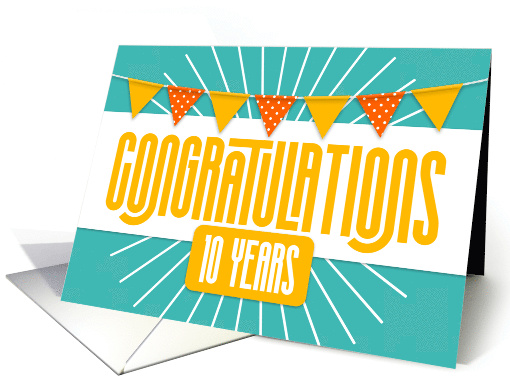 Employee 10th Anniversary Bright Colors and Bunting card (1677710)