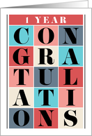 Employee 1st Anniversary Congratulations Grid card