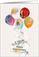 Employee 6th Anniversary Digital Scrapbook Style with Balloons card