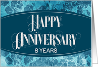 Employee 8th Anniversary Blue Floral Pattern Elegance card