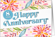 Employee 8th Anniversary Colorful Watercolor card