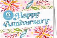 Employee 6th Anniversary Colorful Watercolor card