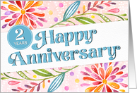 Employee 2nd Anniversary Colorful Watercolor card