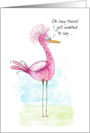 Valentine’s Day Quirky Long Legged Pink Bird card