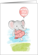Children’s Birthday Party Invitation Elephant and Balloon card