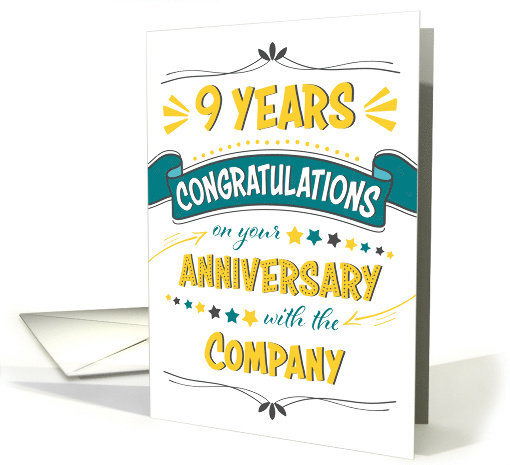 Employee 9th Anniversary Word Art Congratulations card (1727530)