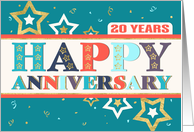 Employee 20th Anniversary Bold Colors and Stars card