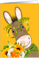 Bright Colors and Fun Donkey in Glasses Birthday card