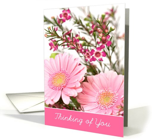 Thinking of You Card - Pink Mixed Flowers card (795906)