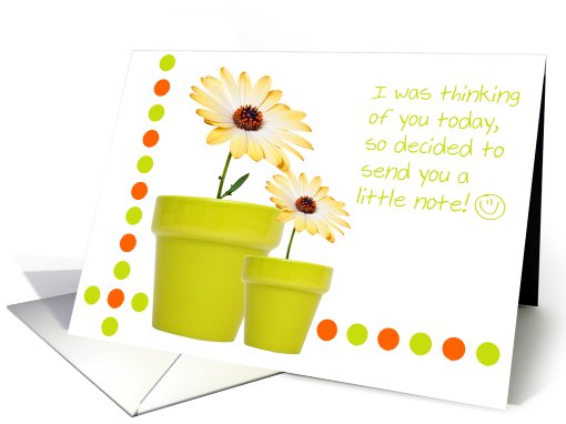 Thinking of you Note Card - Dots, Pots and Flowers Fun card (818205)