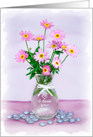 I Love You Card - Pretty Pink Flowers in a Vase card