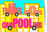 Thanks For Carpooling Card - Words on Wheels - Bright Colors card
