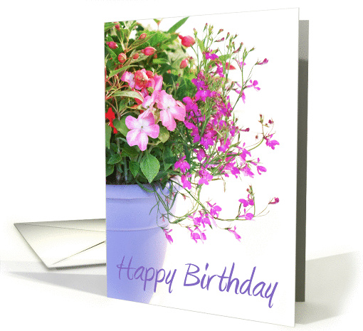 Birthday Card - Mixed Flowers in a Flower Pot card (836440)