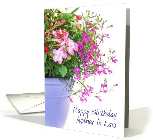 Mother in Law Birthday Card - Mixed Flowers in a Flower Pot card