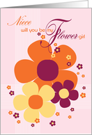 Niece Flower Girl Invite Card - Sunshine Colours Illustrated Flowers card