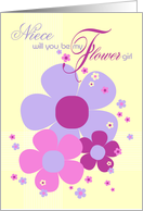 Niece Flower Girl Invite Card - Purple Colours Illustrated Flowers card