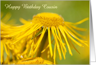 Cousin Birthday Card - Yellow Flowing Floral card