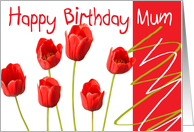 Mum Birthday Card - Happy Red Tulips card