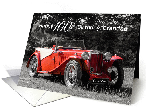 Grandad 100th Birthday Card - Red Classic Car card (898862)