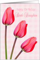 Birth Daughter Birthday Card - Red Tulip Trio card